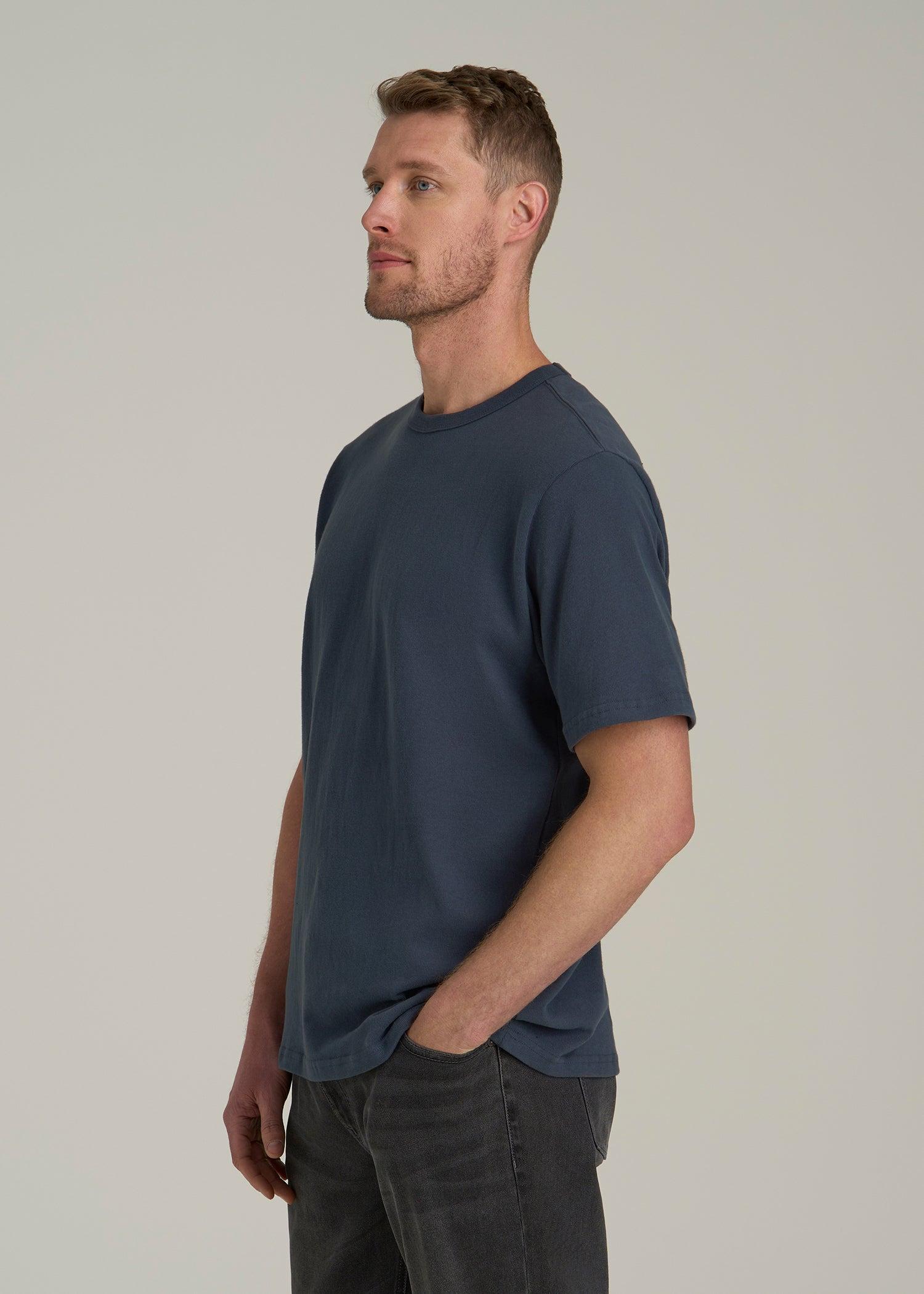 LJ&S Heavyweight Relaxed Fit Tee for Tall Men in Vintage Midnight Navy Male Product Image