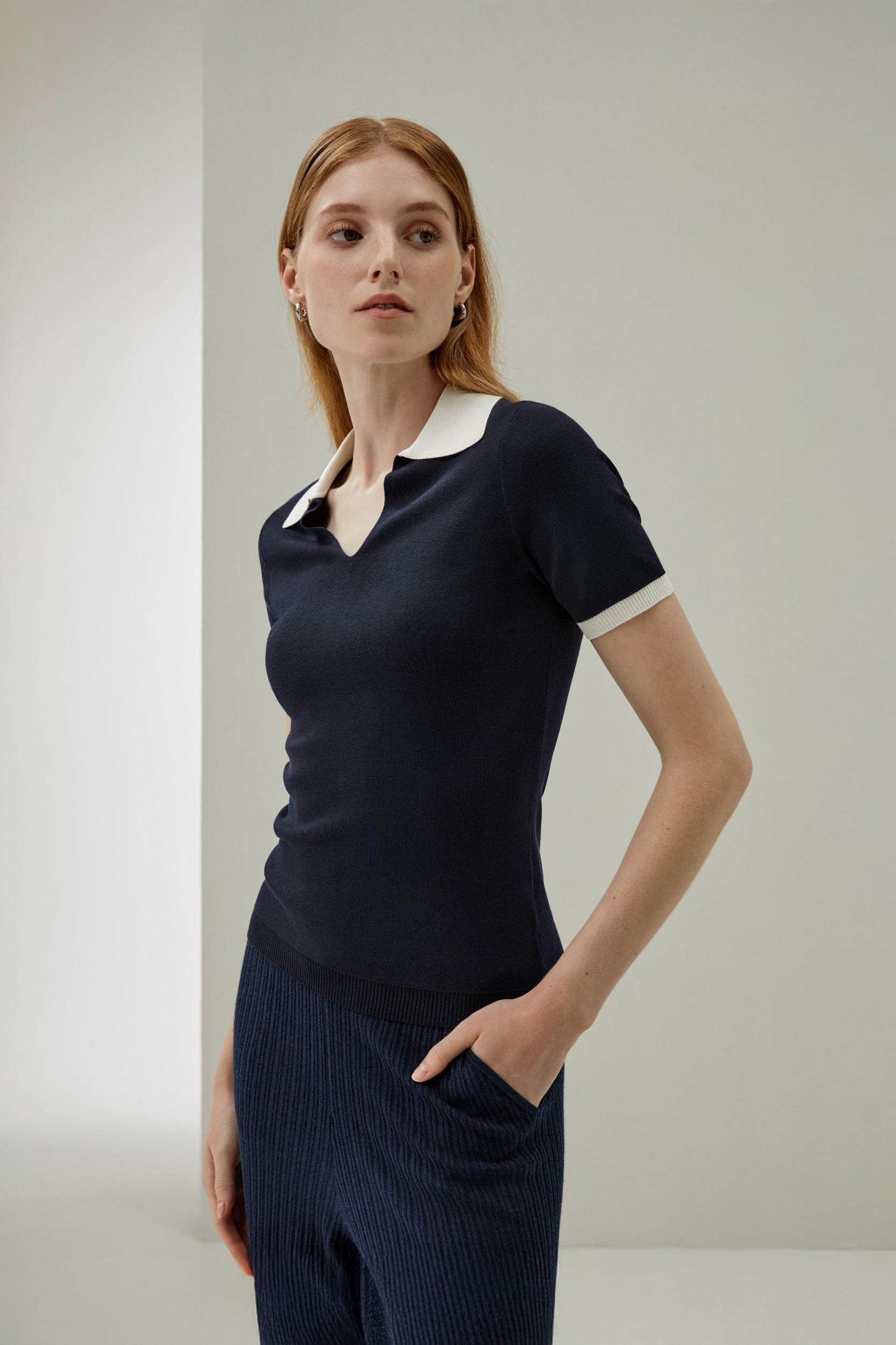 Timeless Mei Silk Knit Polo Product Image