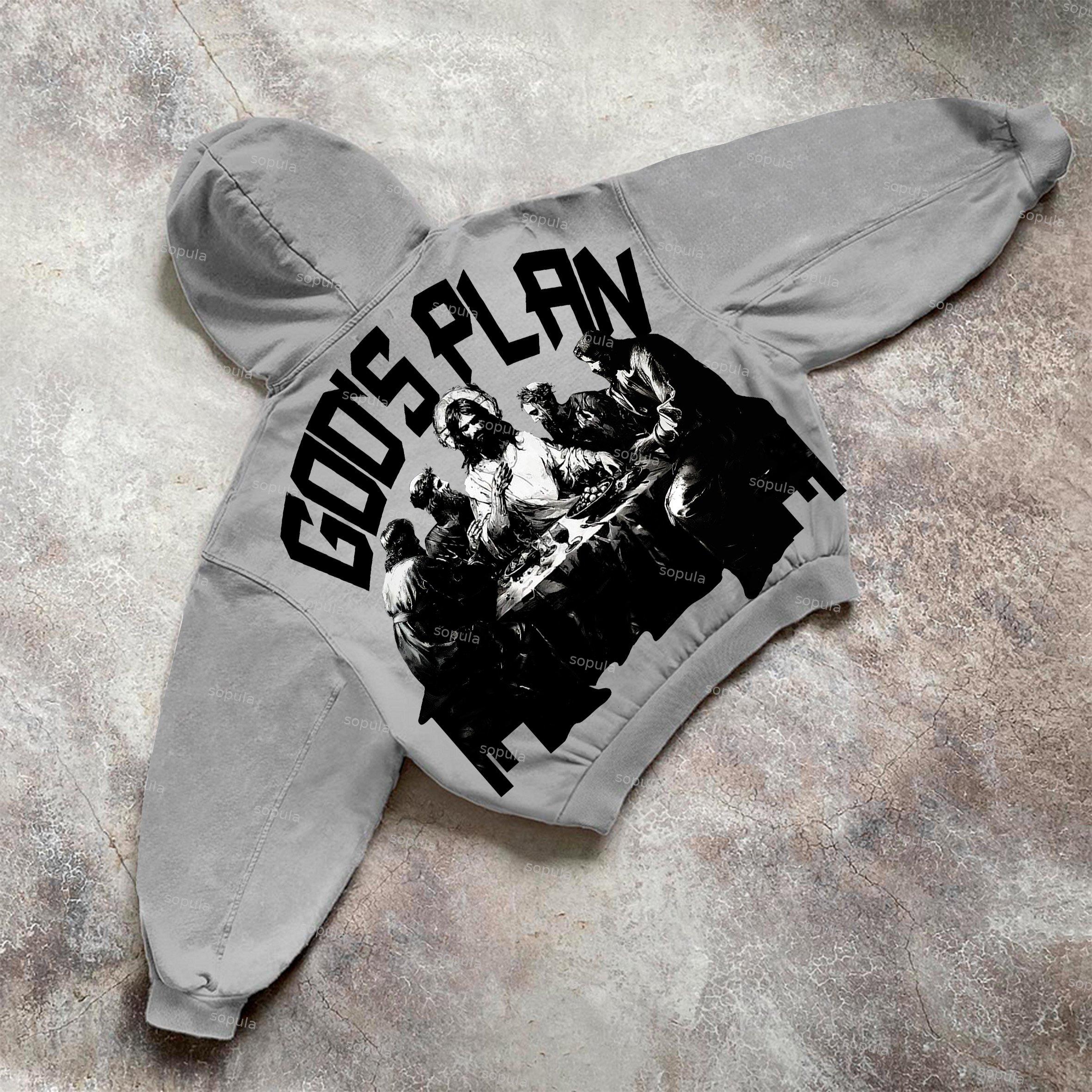 Sopula God's Plan Faith Graphic Vintage Washed Pocket Hoodie Product Image