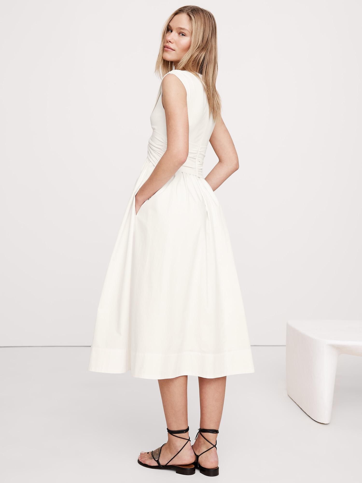 Mixed-Media Cut-Out Midi Dress Product Image