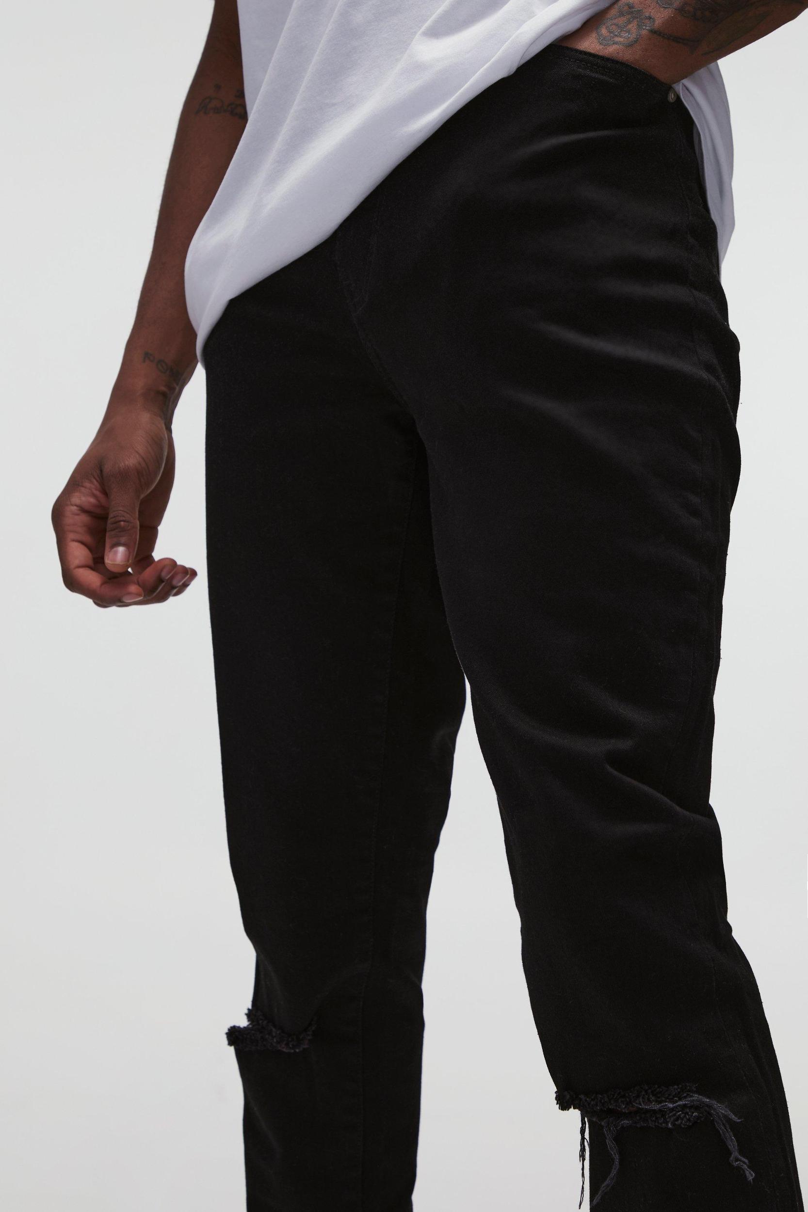 Tall Stretch Skinny Stacked Ripped Knee Jeans | boohooMAN USA Product Image