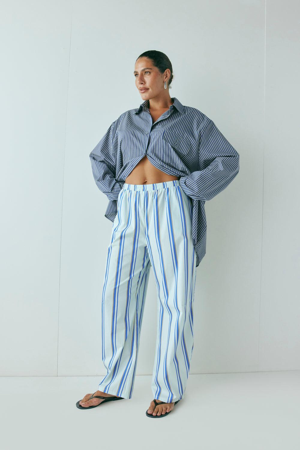 Vita Barrel Pants Blue Stripe Product Image