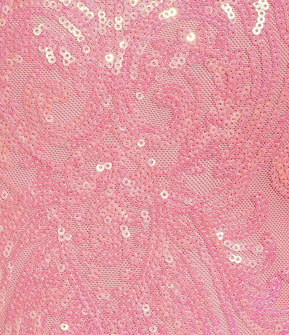 Next Up Spaghetti Strap Sweetheart Neck Solid Sequin Short Bodycon Placement Dress Product Image