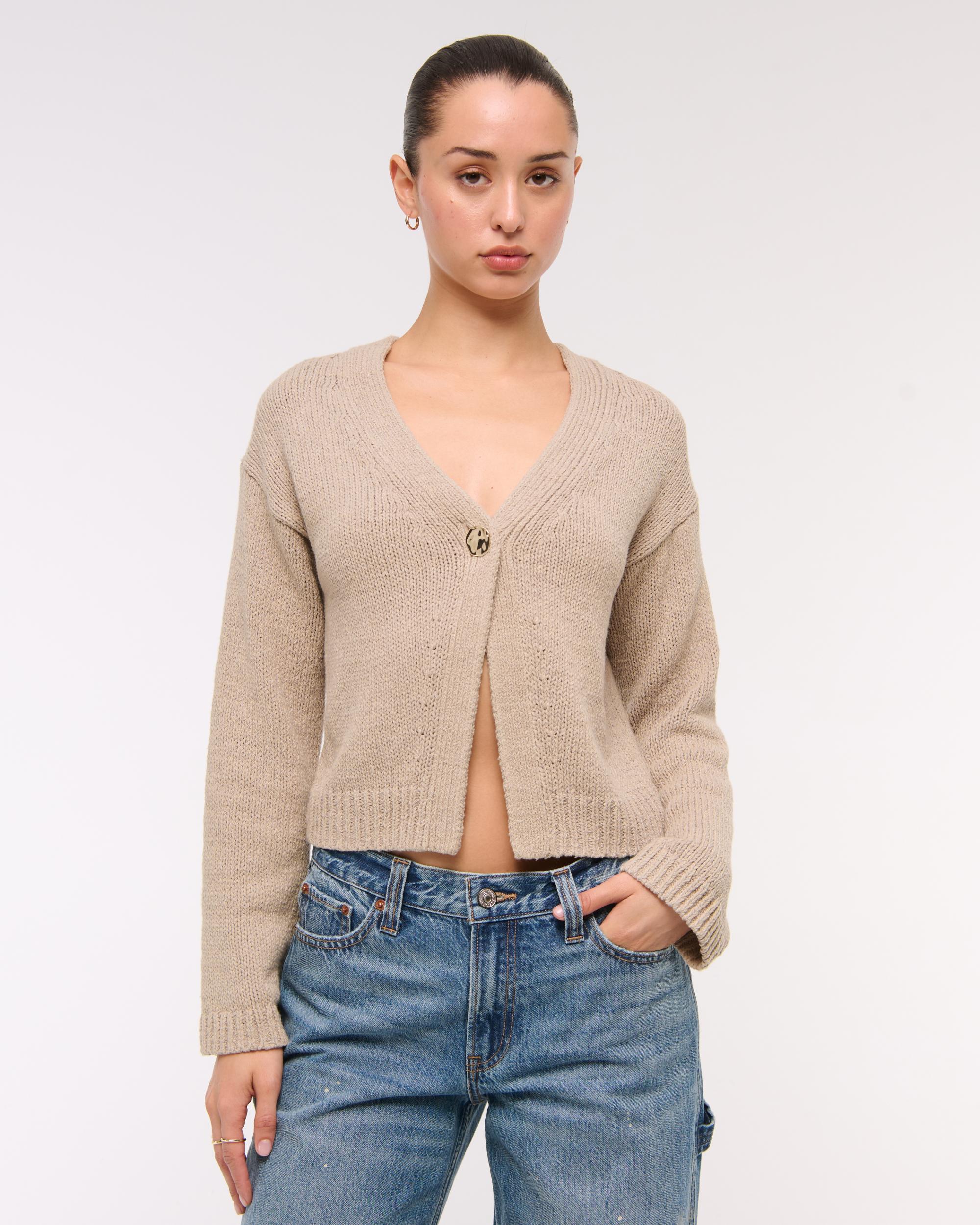 Textural 1-Button Cardigan Product Image