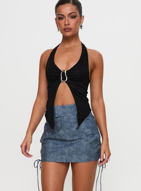 Ceejay Faux Leather Mini Skirt Slate Product Image