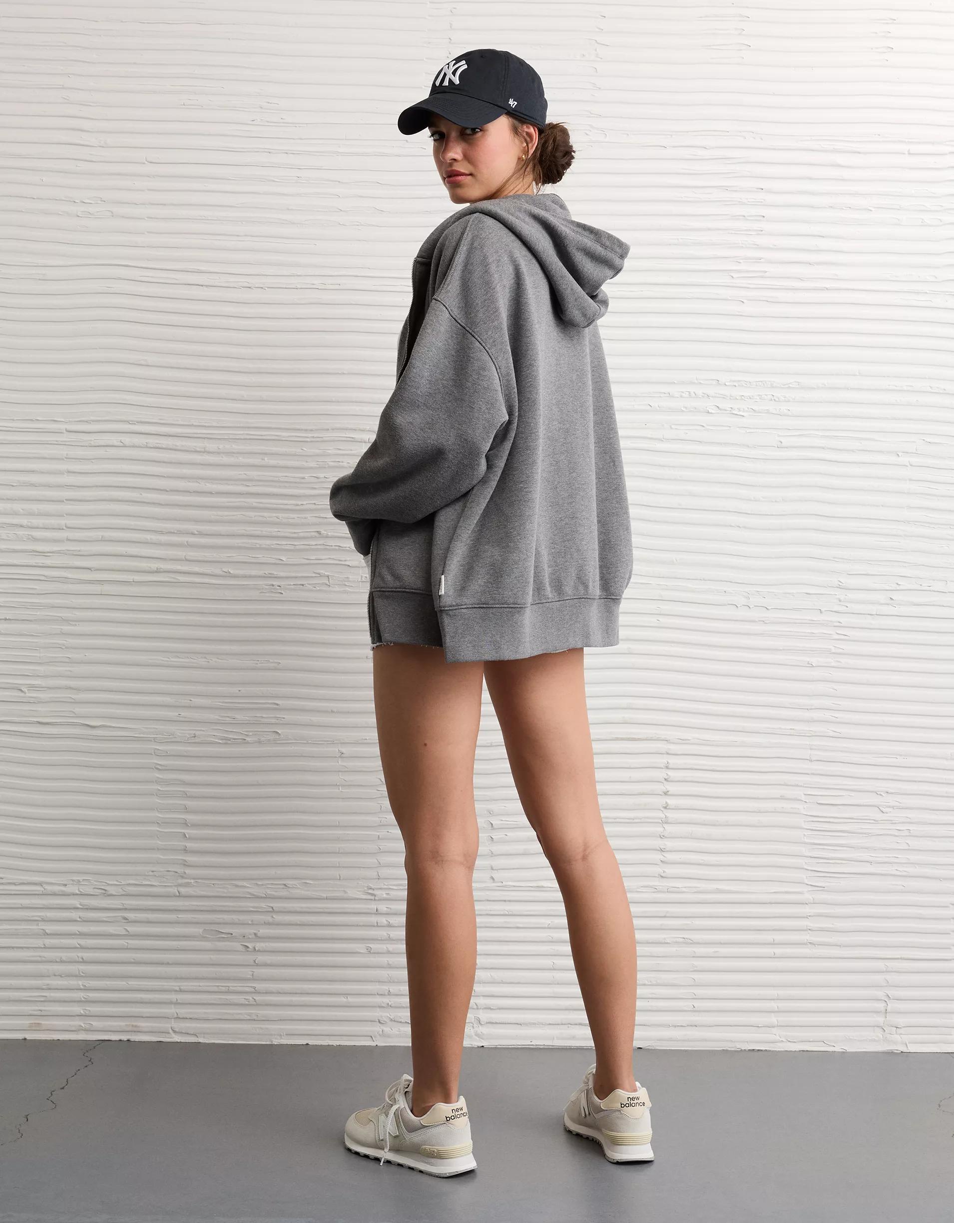 AE Everyday Luxe Oversized Zip-Up Hoodie Product Image