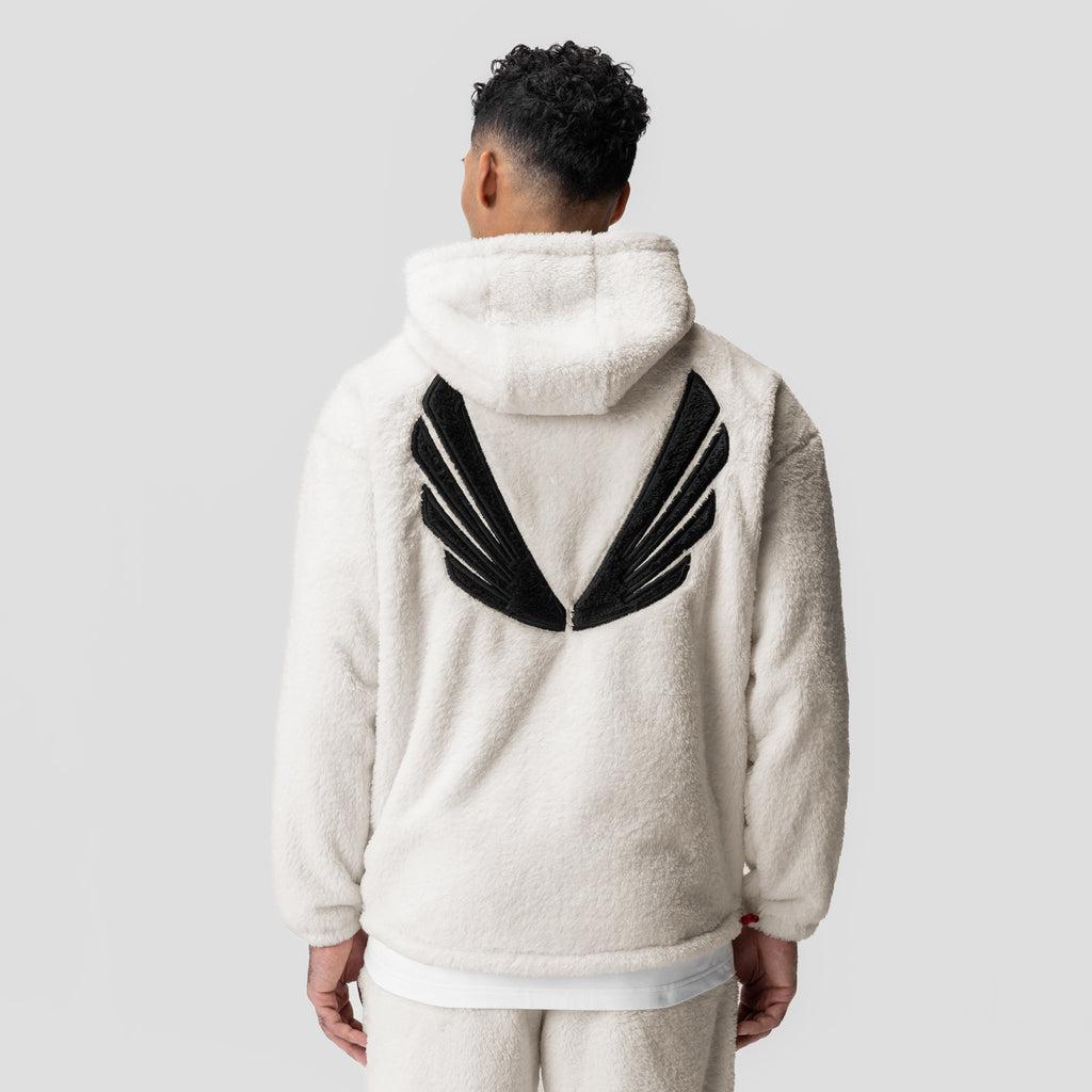 0553. Sherpa Recovery Hoodie - Ivory Cream/Black "Wings" Product Image