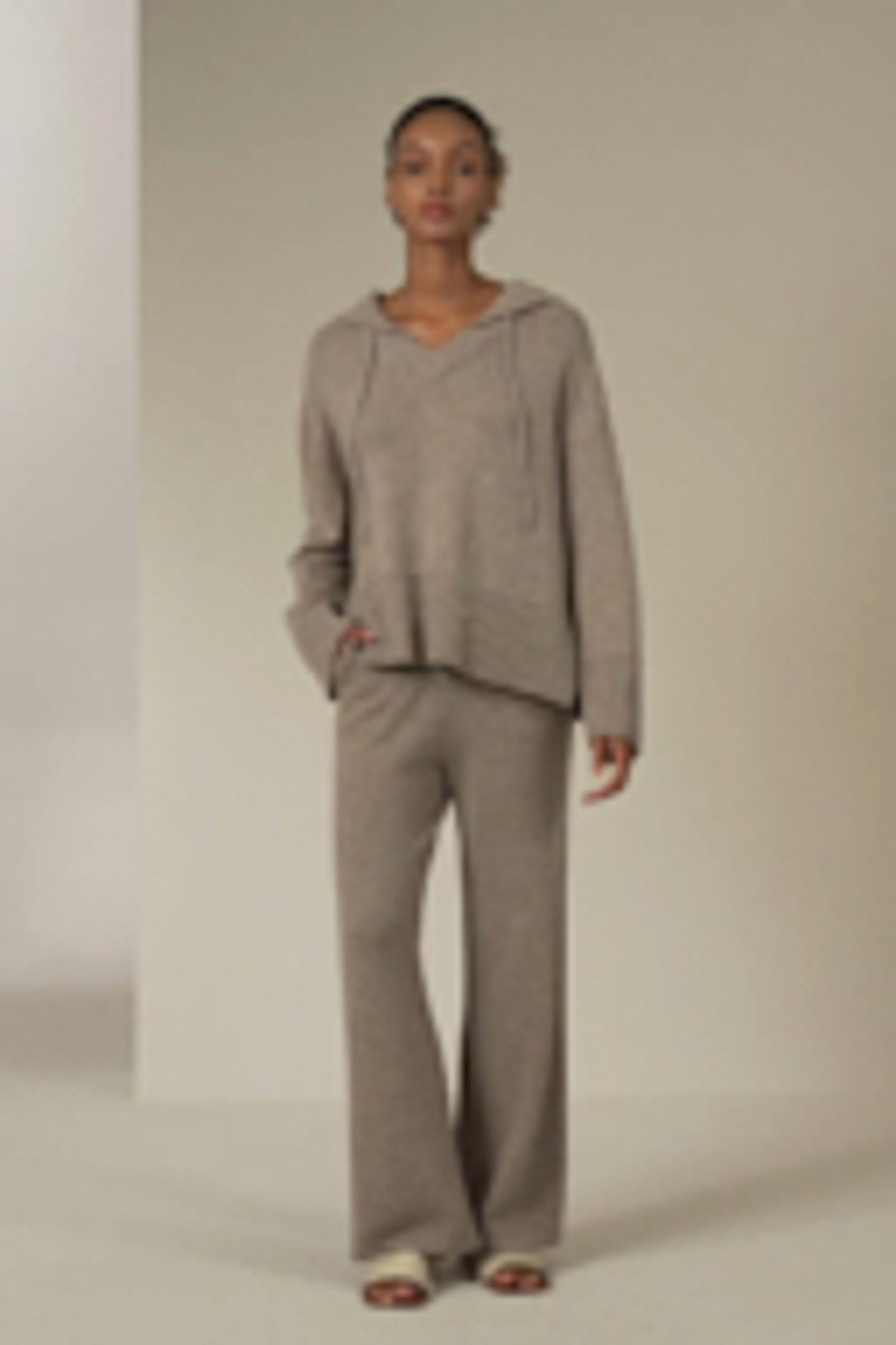 V Neck Wool-Cashmere Blend Hoodie Product Image