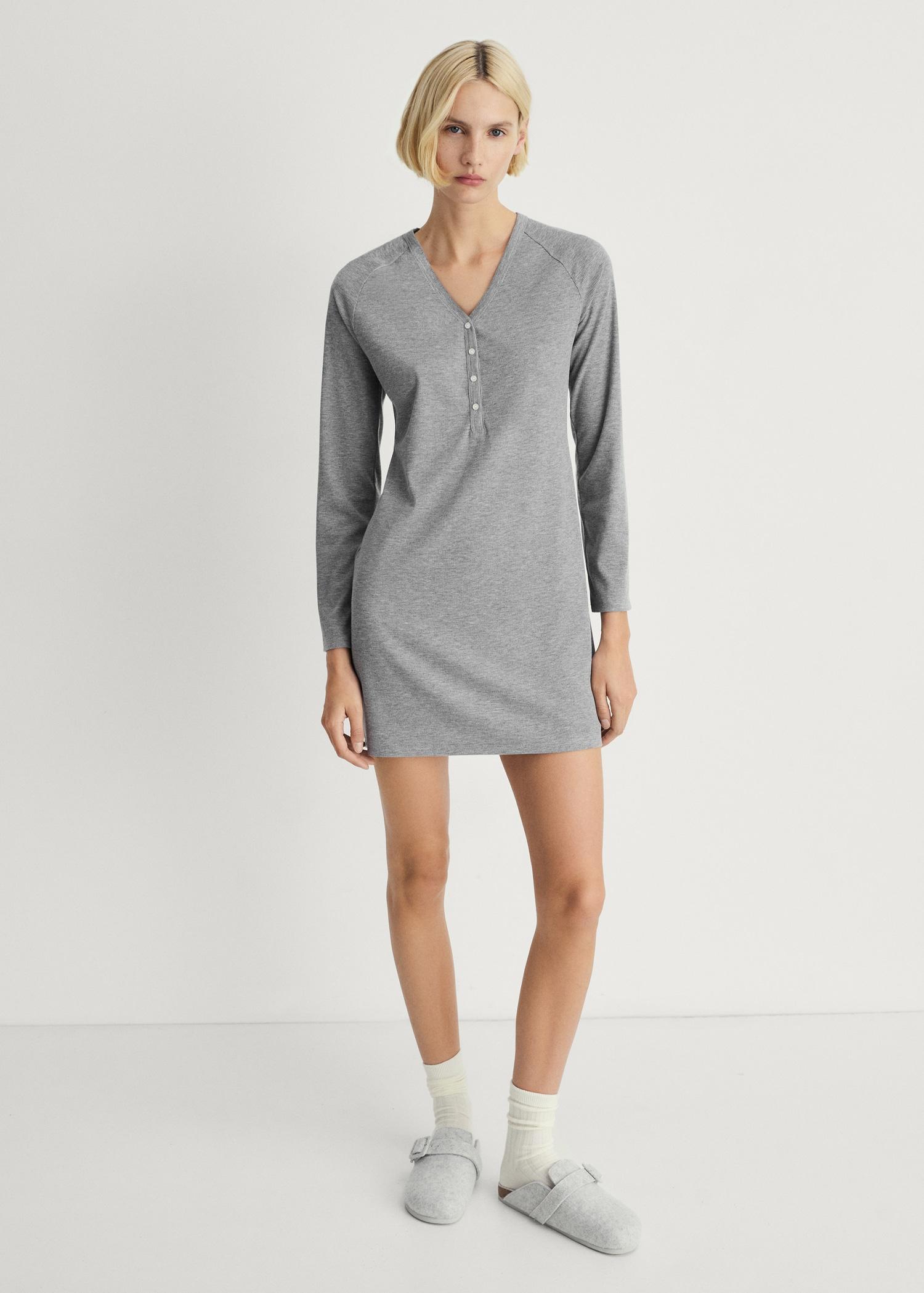 Rib-knit nightgown - Women | MANGO USA Product Image