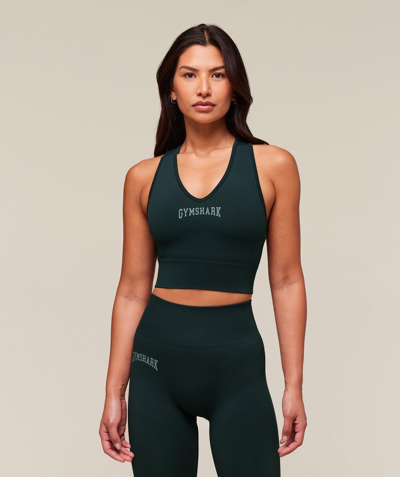 Gymshark Everyday Seamless Graphic Crop Tank - Darkest Teal Female Product Image
