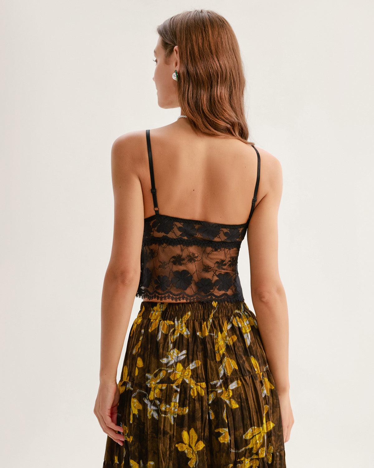 Black Lace V Neck Bustier Product Image