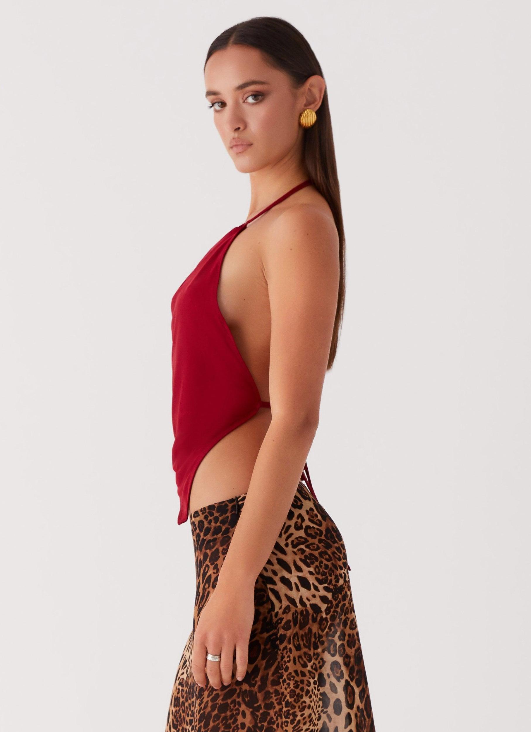 Caley Lee Asymmetric Top - Red Product Image