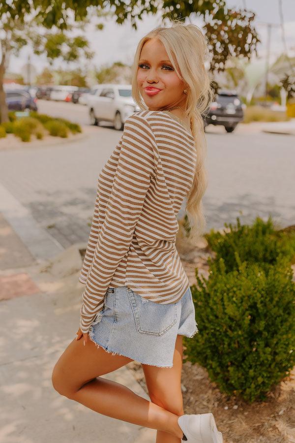 Sugar And Spice Waffle Knit Henley Top Product Image