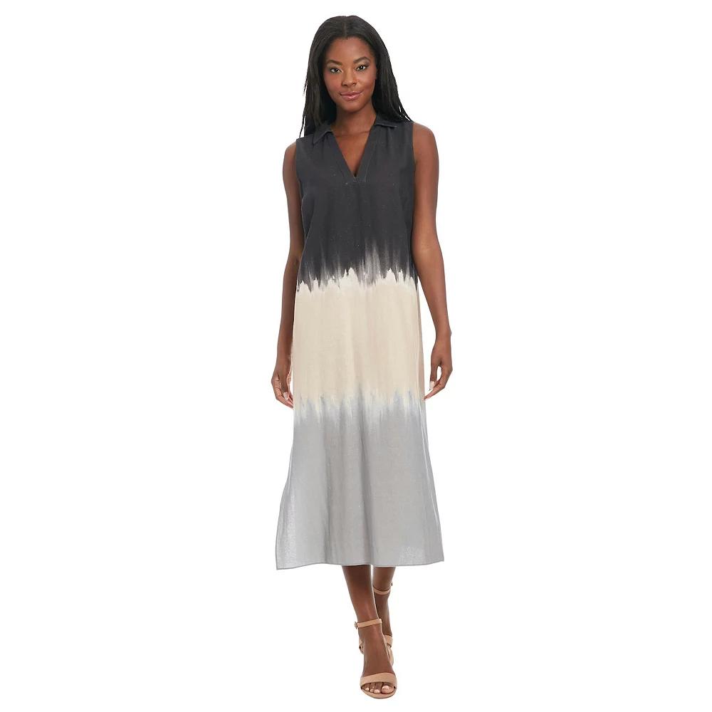 Women's London Times Collared Popover Linen Maxi Dress,  Product Image