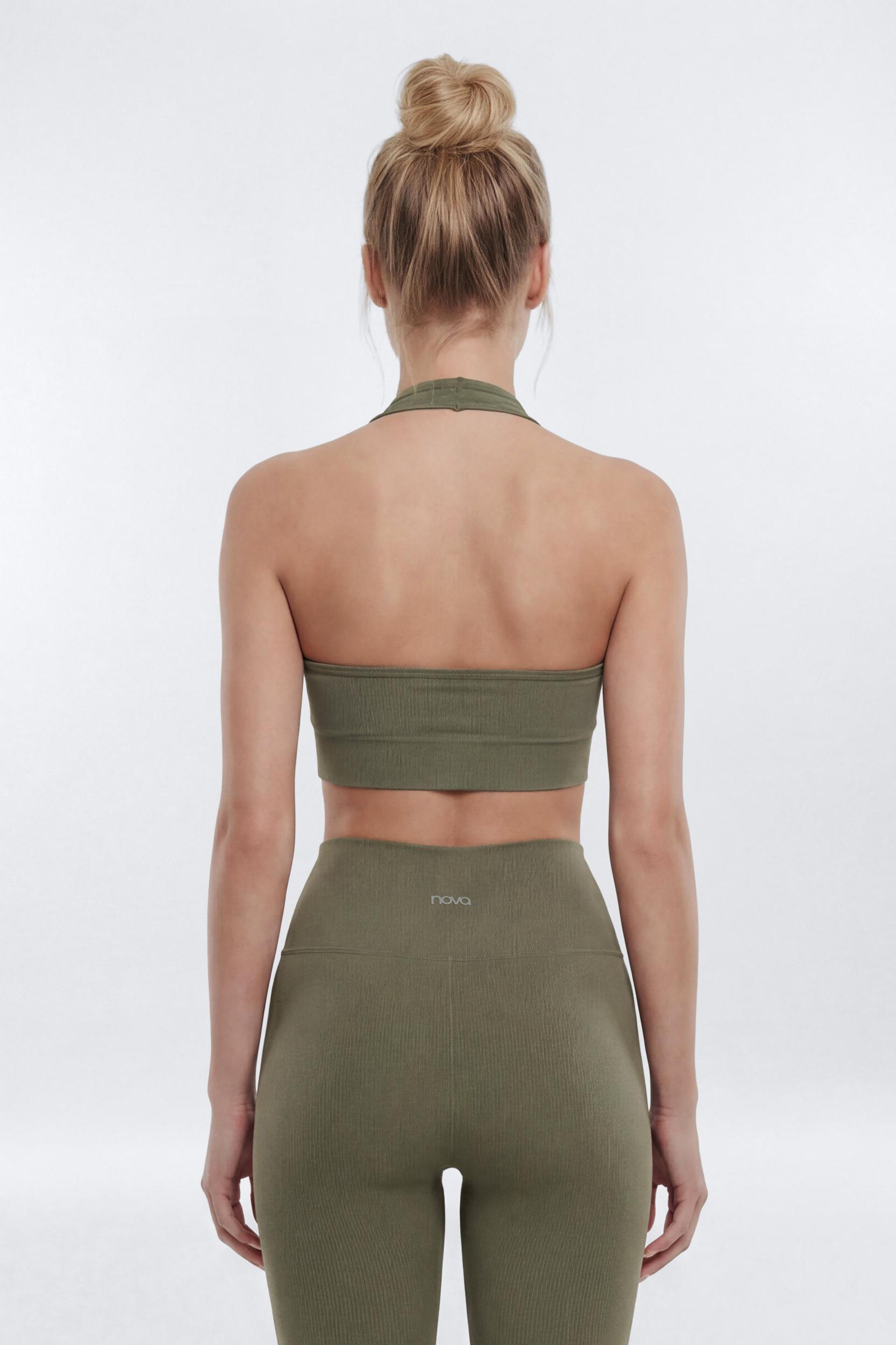 SeamlessLift™ Halter Sports Bra - Moss Female Product Image