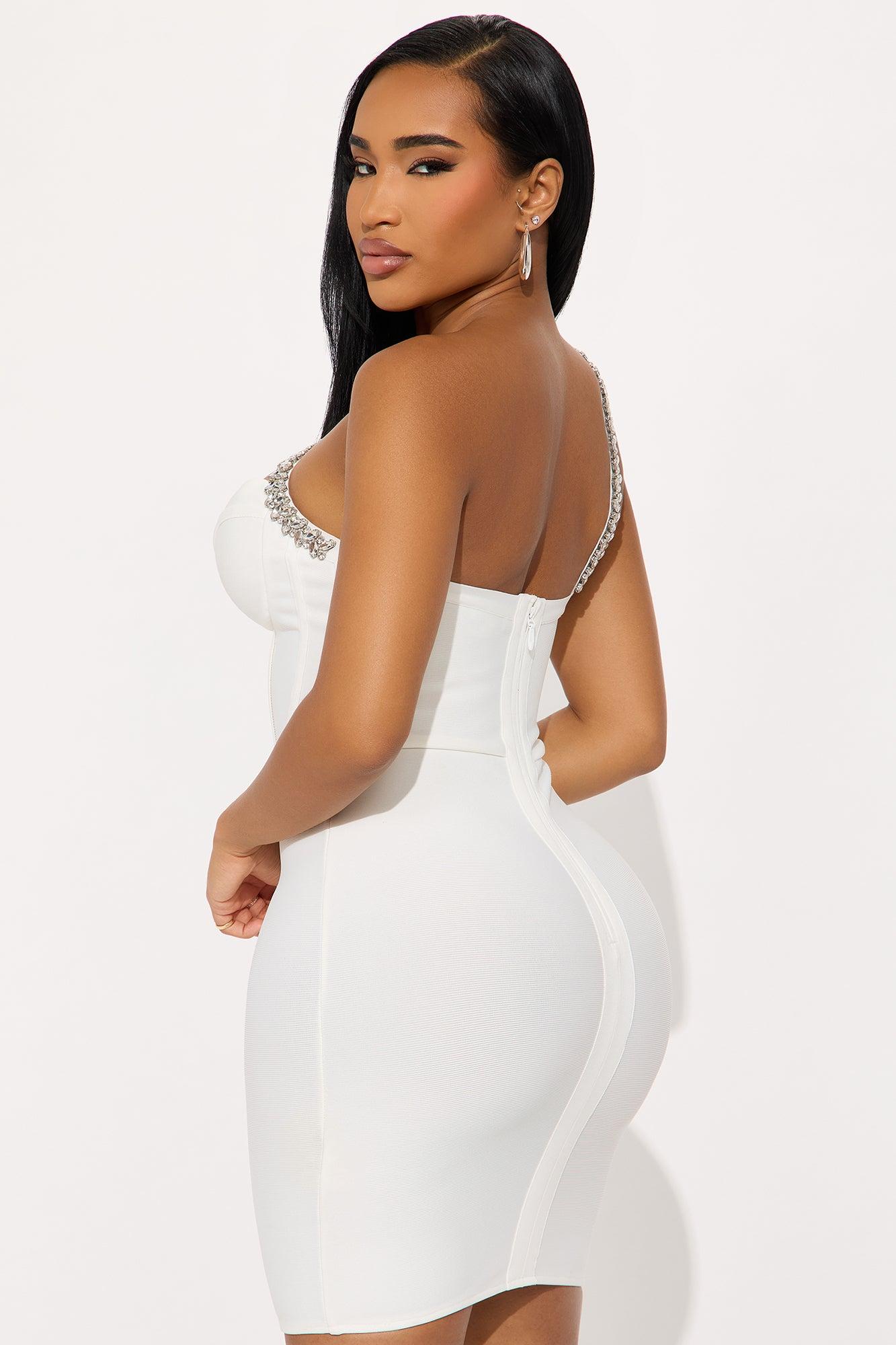 Veronica Rhinestone Bandage Mini Dress - White Female Product Image