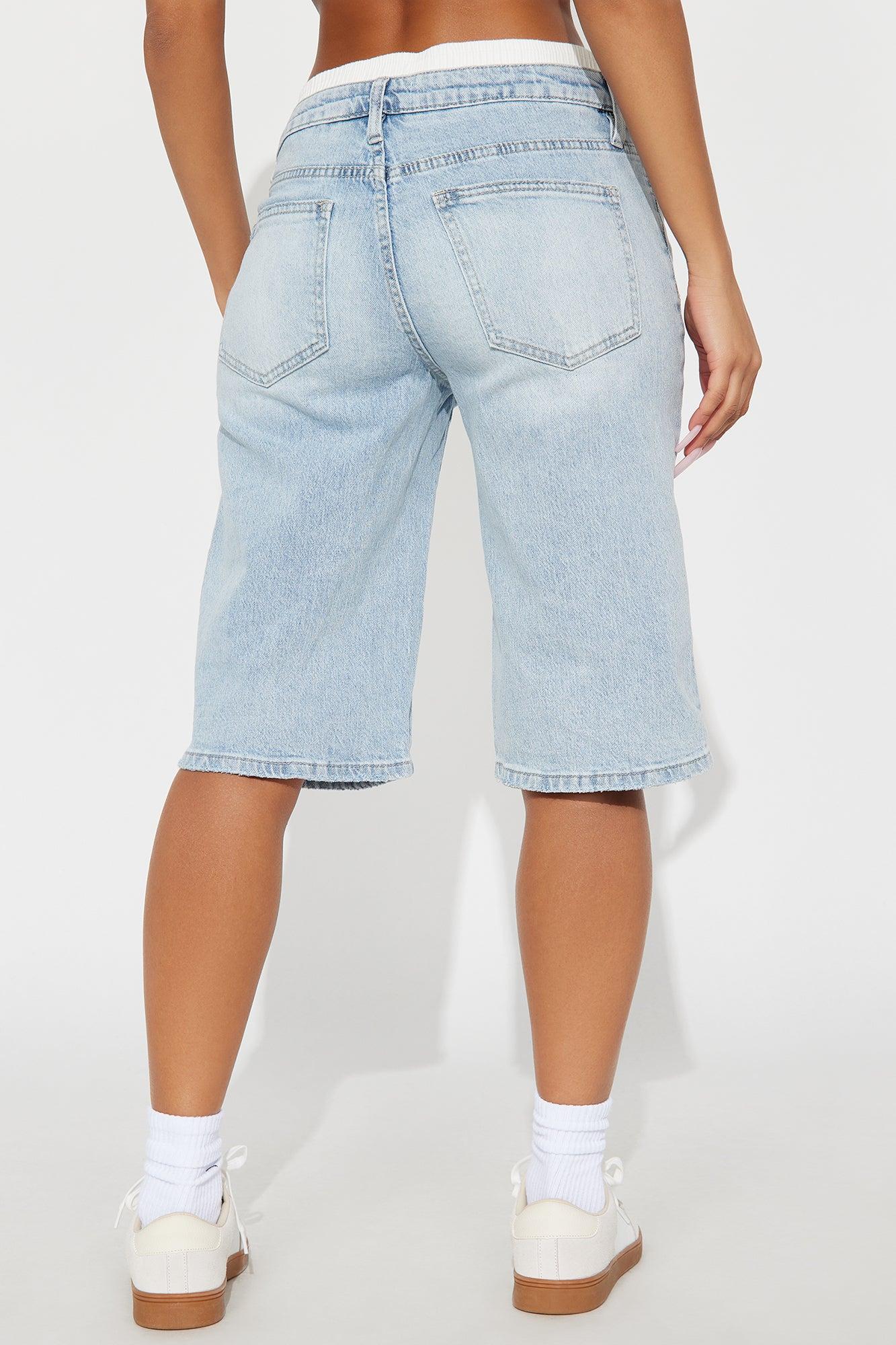 Lizzy Mid Rise Denim Bermudas - Light Wash Female Product Image