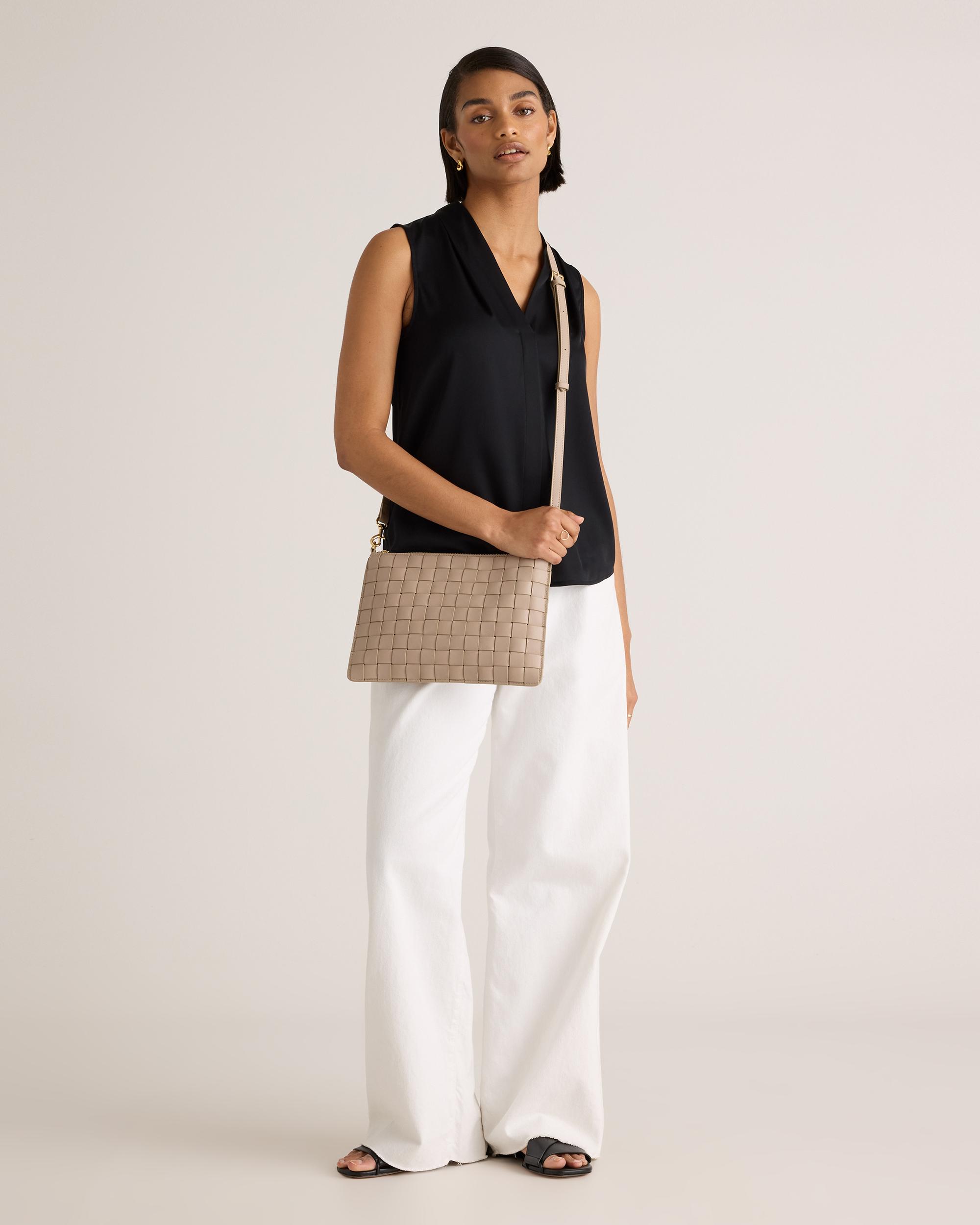 Quince | Women's Italian Leather Handwoven Convertible Crossbody Product Image