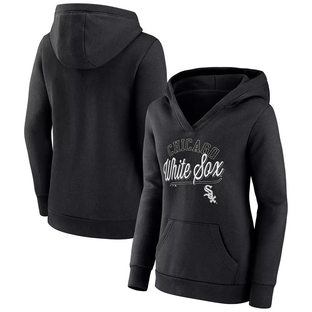 Women's Fanatics Branded Black Chicago White Sox Simplicity Crossover V-Neck Pullover Hoodie,  Product Image