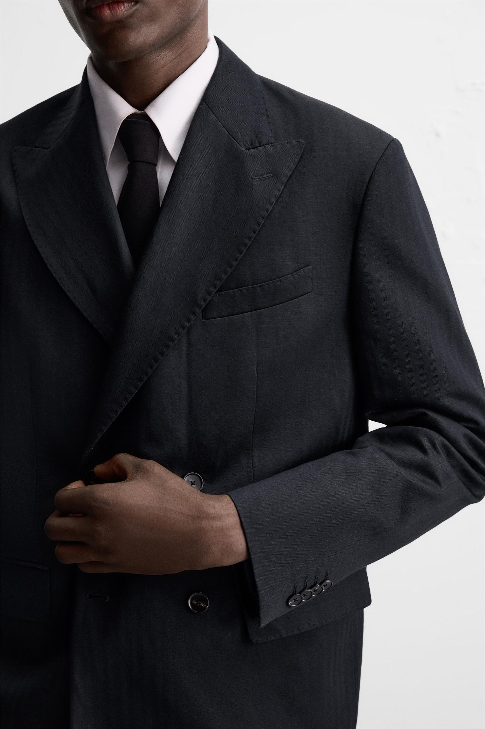 LINEN - COTTON HERRINGBONE SUIT BLAZER Product Image