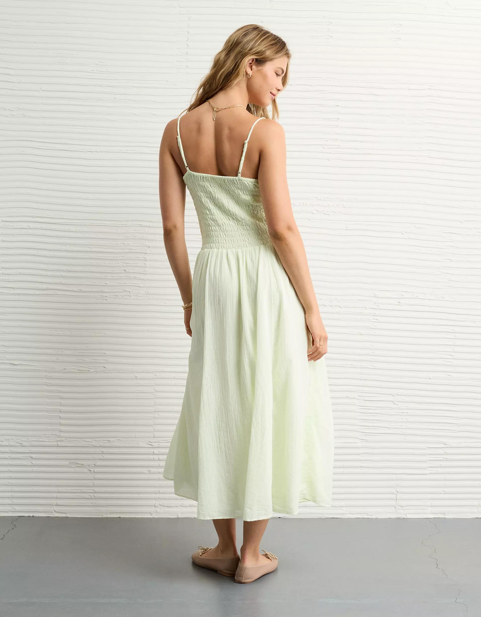 AE V-Neck Smocked Bodice Midi Dress Product Image