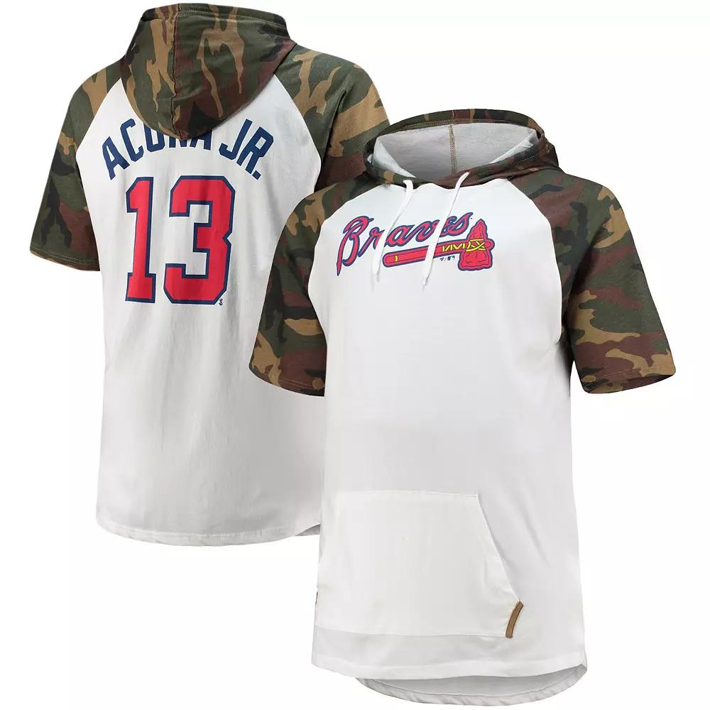 Men's Ronald Acuna Jr. White/Camo Atlanta Braves Player Big & Tall Raglan Hoodie T-Shirt, Size: 3XLT Product Image