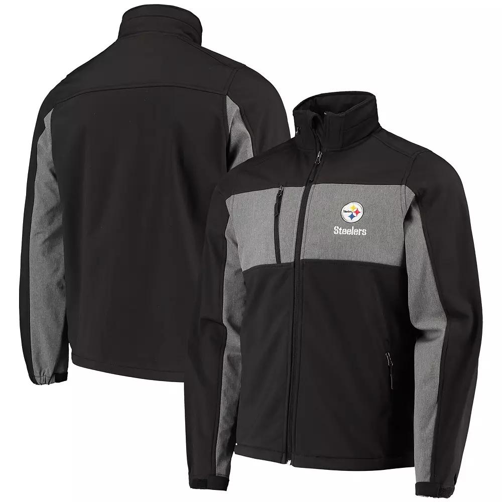 Men's Dunbrooke Black Pittsburgh Steelers Circle Zephyr Softshell Full-Zip Jacket, Size: Small Product Image