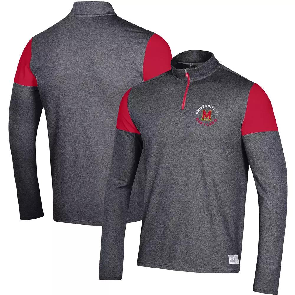 Men's Under Armour Black Maryland Terrapins Gameday Tri-Blend Quarter-Zip Jacket, Size: 2XL Product Image