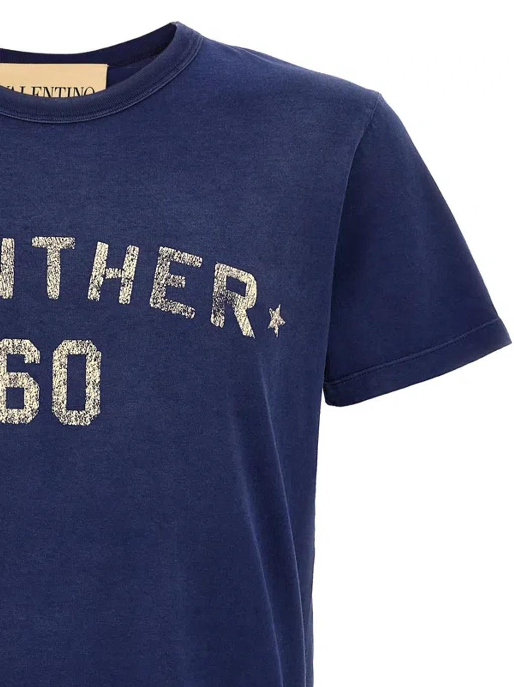 VALENTINO Garavani Navy Cotton T-shirt In Blue Product Image