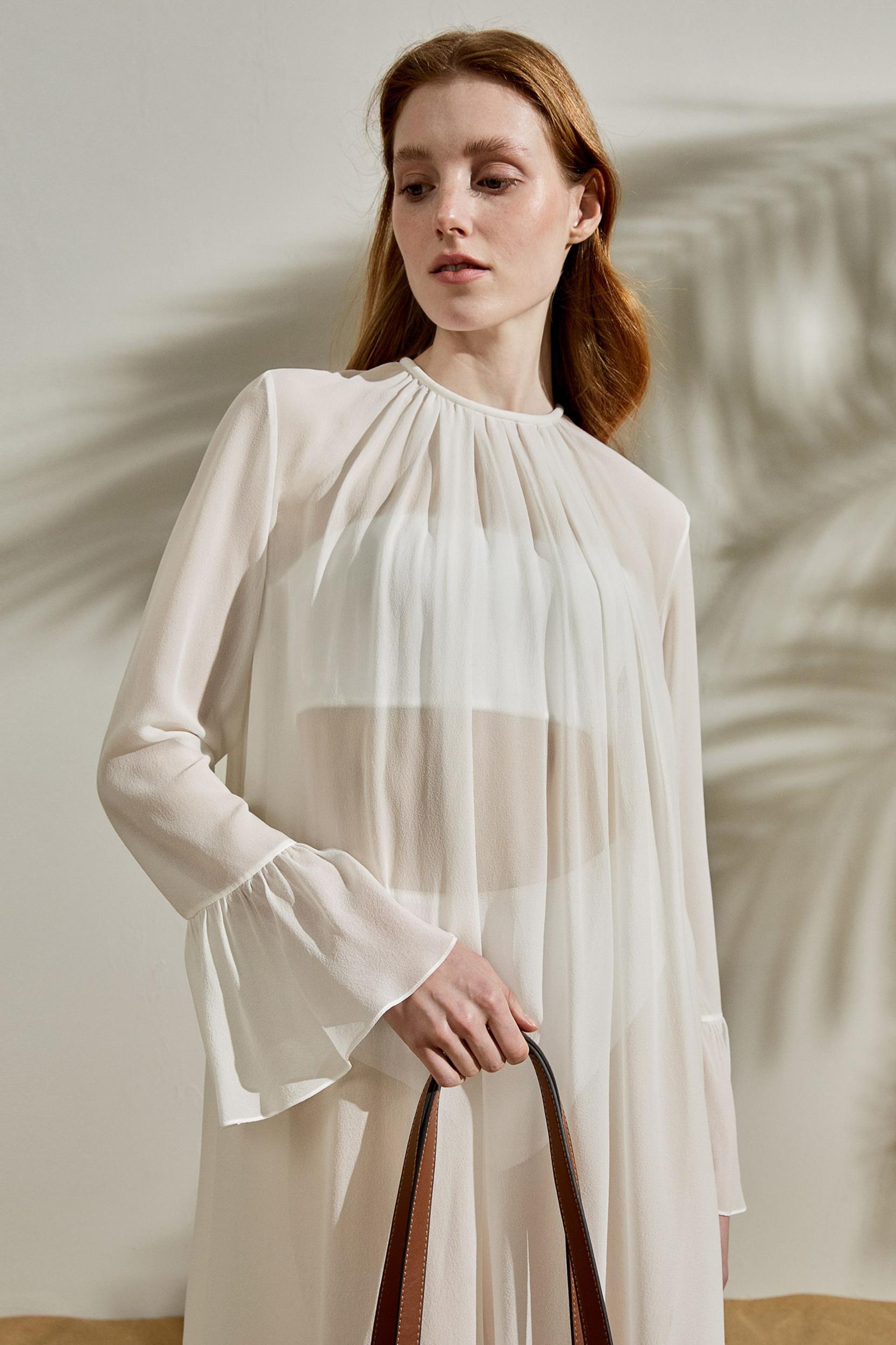 Crewneck Silk Georgette Dress Product Image