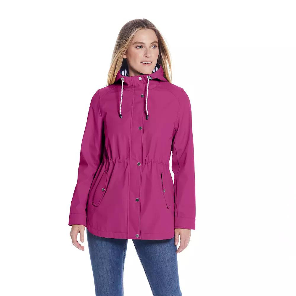 Women's Weathercast Hooded Nautical Anorak Jacket, Size: Medium, Pink Product Image