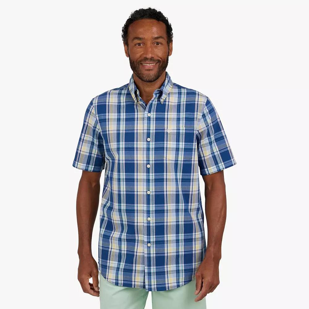 Men's Chaps Short Sleeve Button-Down Shirt, Size: Medium, Blue Peony Product Image