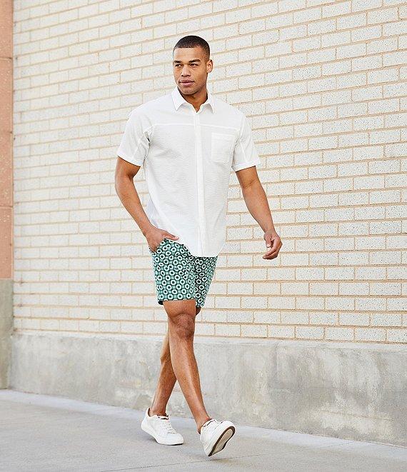 Murano Shape of Water Collection Slim Fit Pieced Seersucker Short Sleeve Woven Shirt Product Image