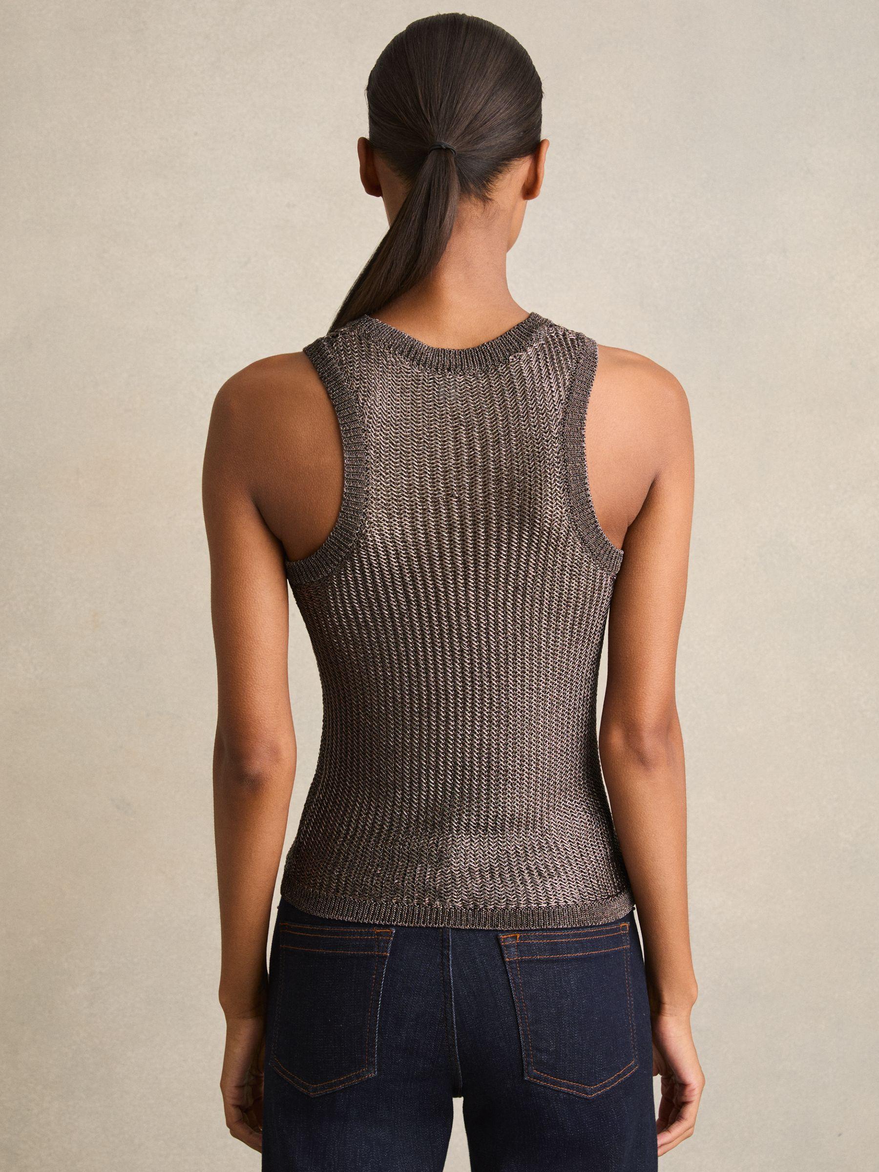 Metallic Knit Vest in Gunmetal Product Image