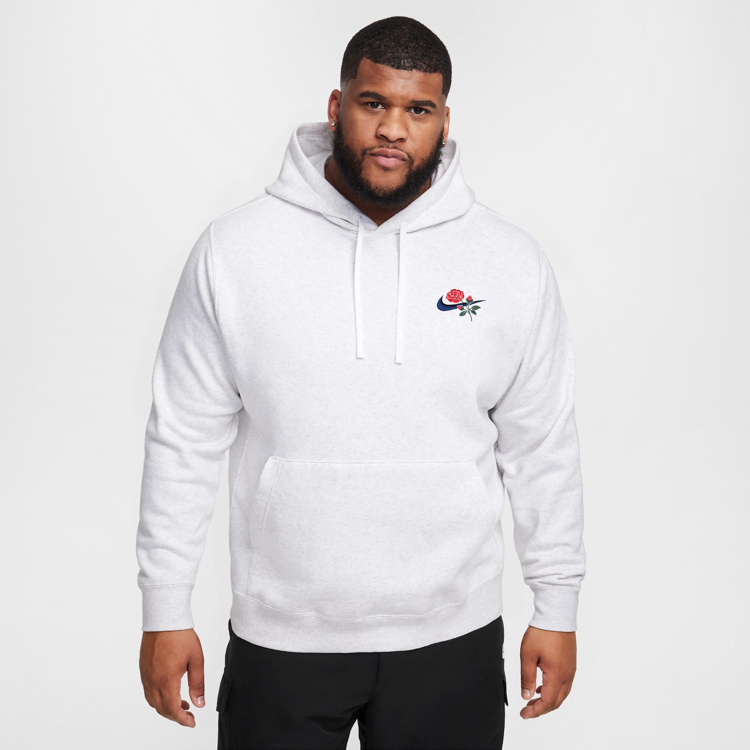 Nike Mens Nike NSW Club Pullover Hoodie BB SEGA - Mens Birch Heather/Red Product Image