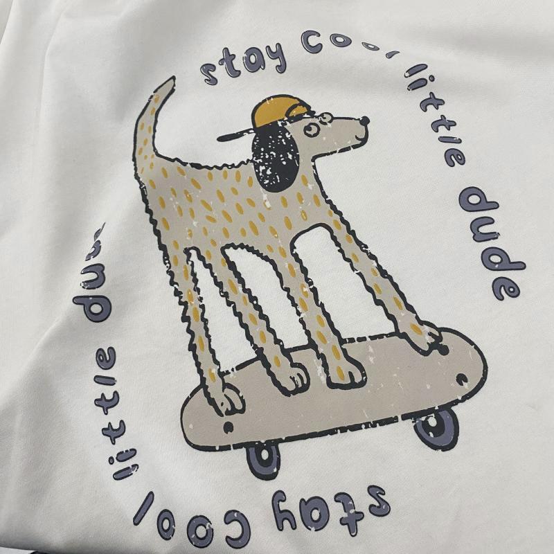 Short-Sleeve Crew Neck Dog Print T-Shirt Product Image