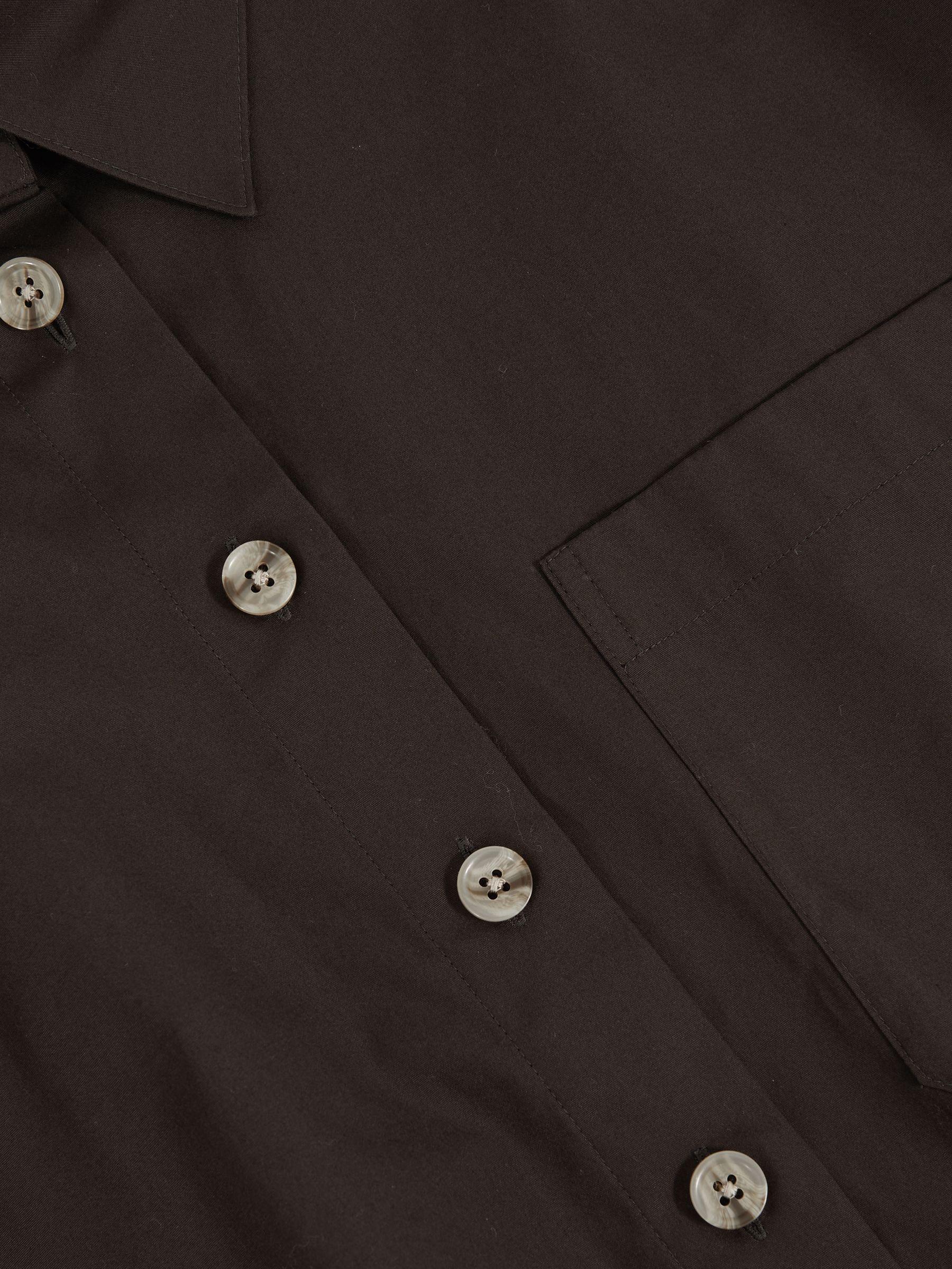 Oversize Cotton Cropped Shirt in Chocolate Brown Product Image