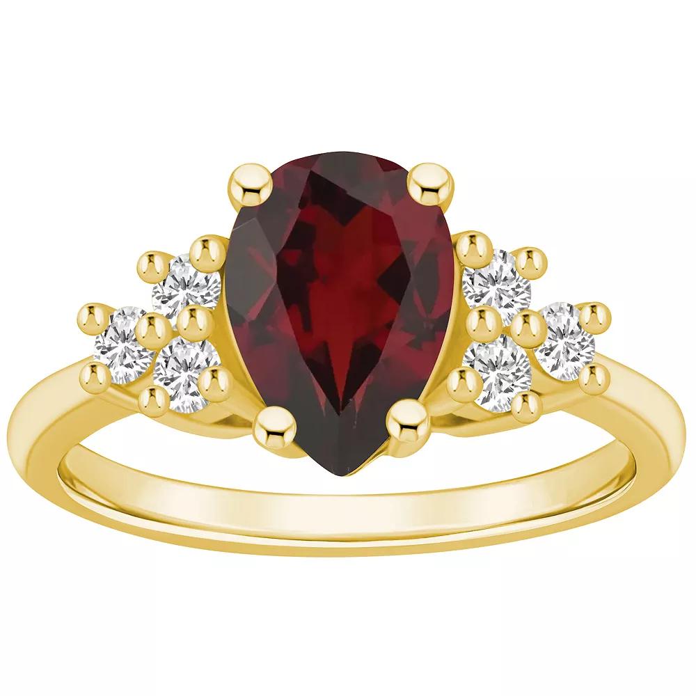 Alyson Layne 14k Gold Pear Shape Garnet & 1/3 Carat T.W. Diamond Ring, Women's, Size: 8 Product Image