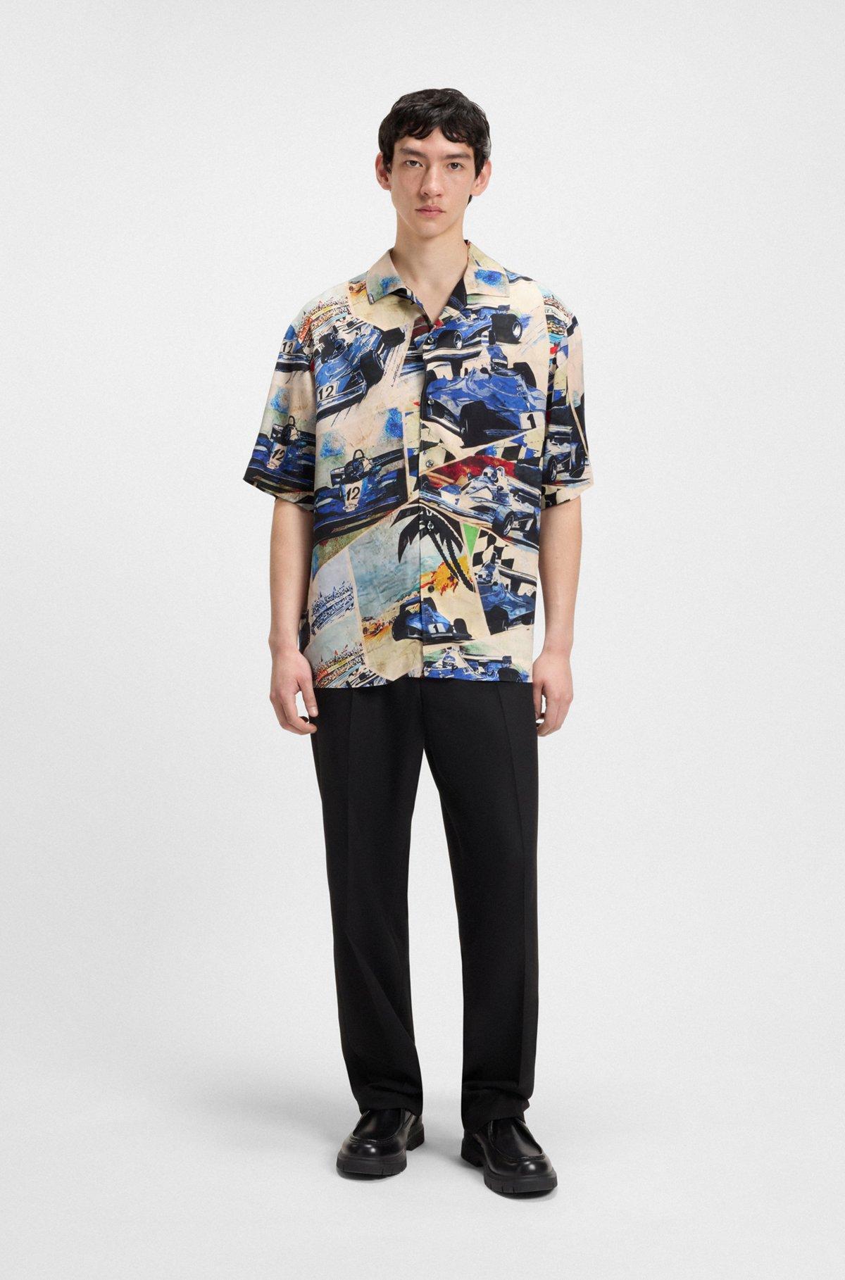 Oversize-fit shirt with vintage racing print Product Image