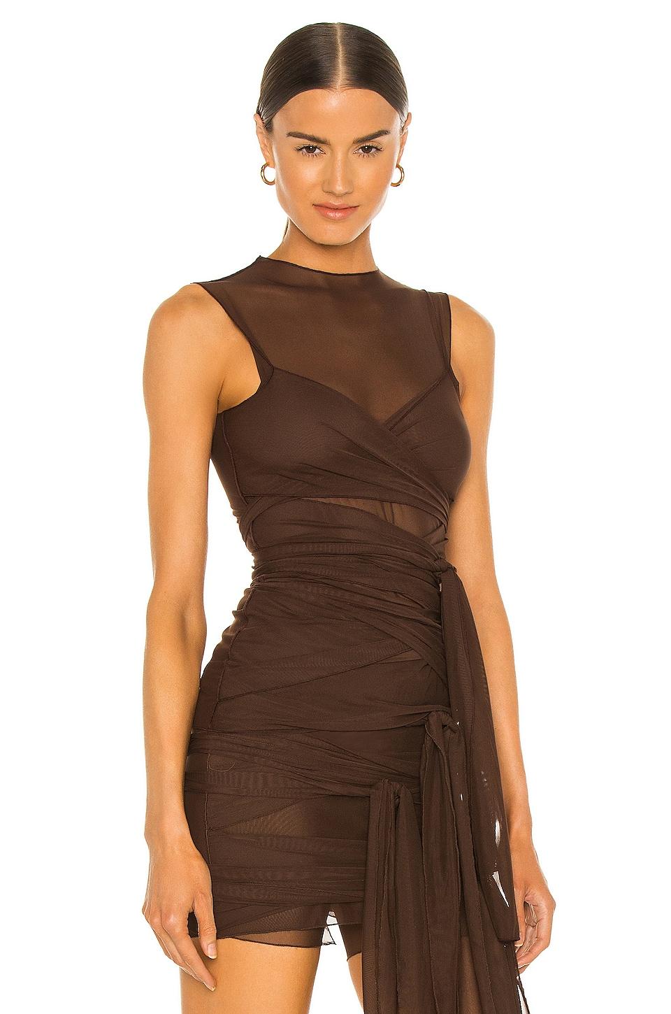 Brown Jersey Tie Top Kim Shui Product Image