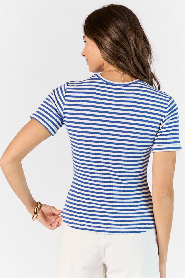 In Reach Navy Ribbed Knit Stripe Tee FINAL SALE Product Image