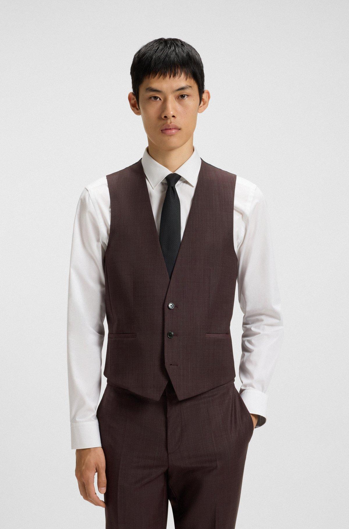 Slim-fit three-piece suit in checked stretch fabric Product Image