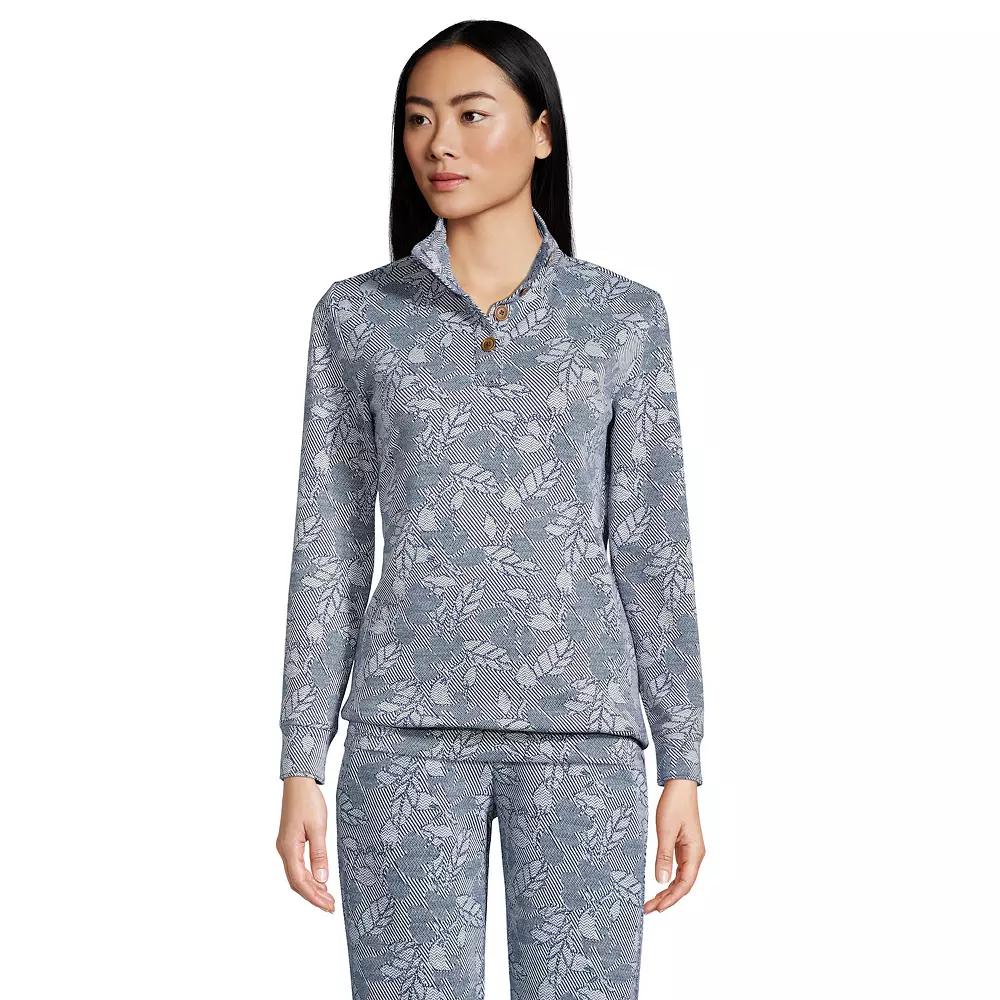 Women's Lands' End Sport Knit Mockneck Sweatshirt, Size: XL, Blue Chevron Floral Product Image