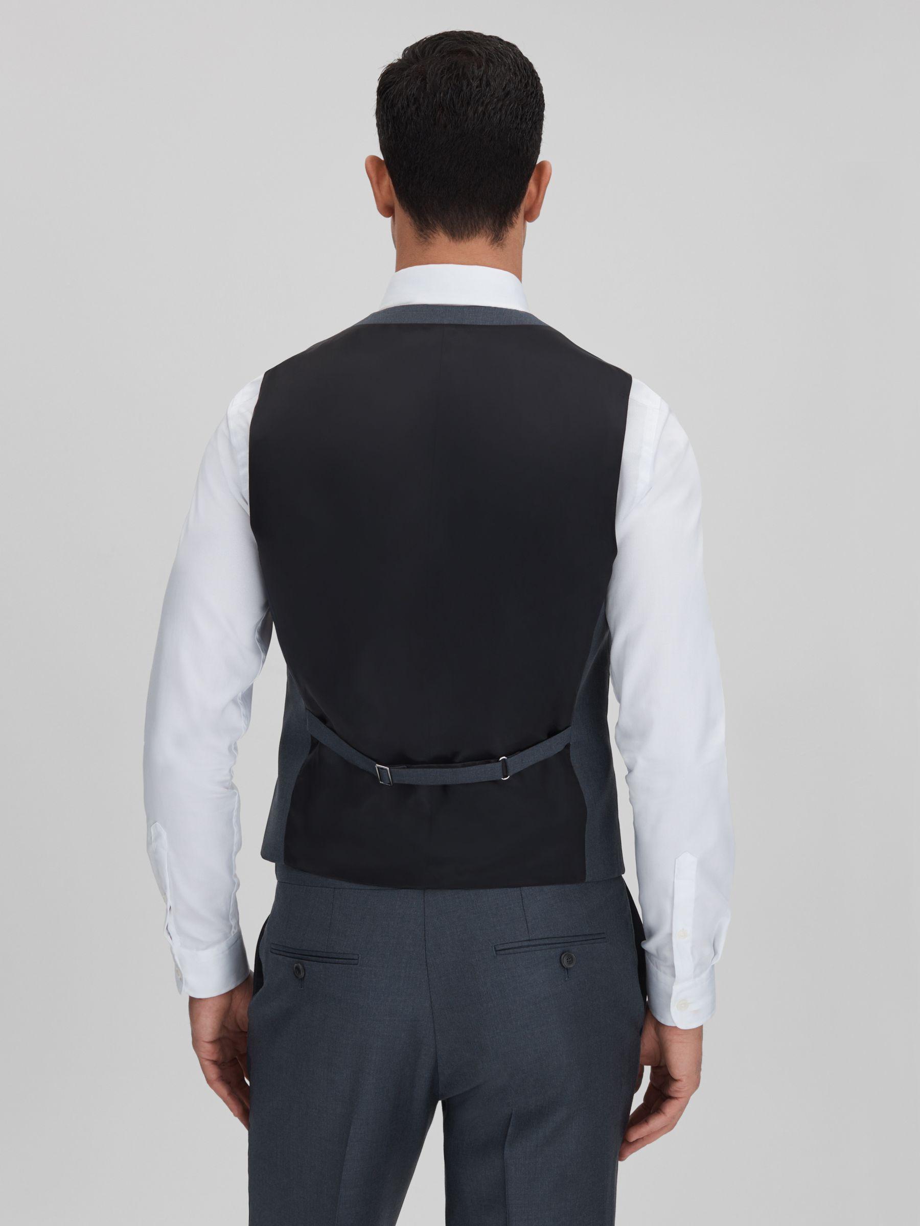 Slim Fit Single Breasted Wool Waistcoat in Airforce Blue Product Image