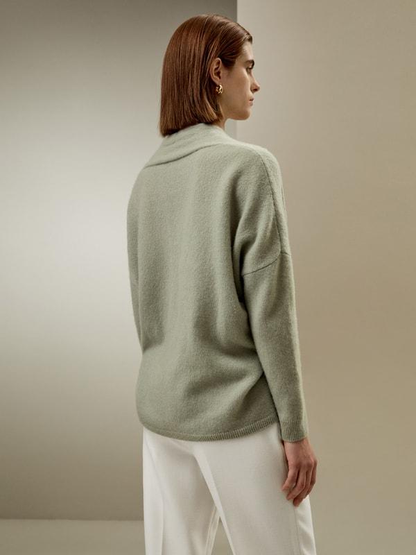 LILYSILK Cashmere Cardigan Women - Gray Cashmere Silk - Comfortable High Ribbed Sweater L Product Image