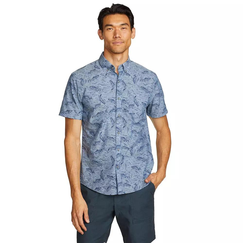 Men's Eddie Bauer Baja Print Short Sleeve Button-Down Shirt, Size: Medium, Blue Blue Product Image