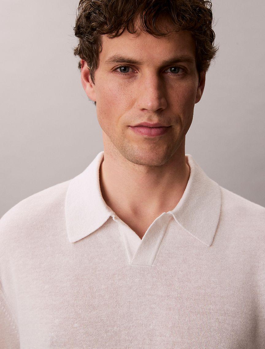 Linen Blend Polo Sweater Product Image