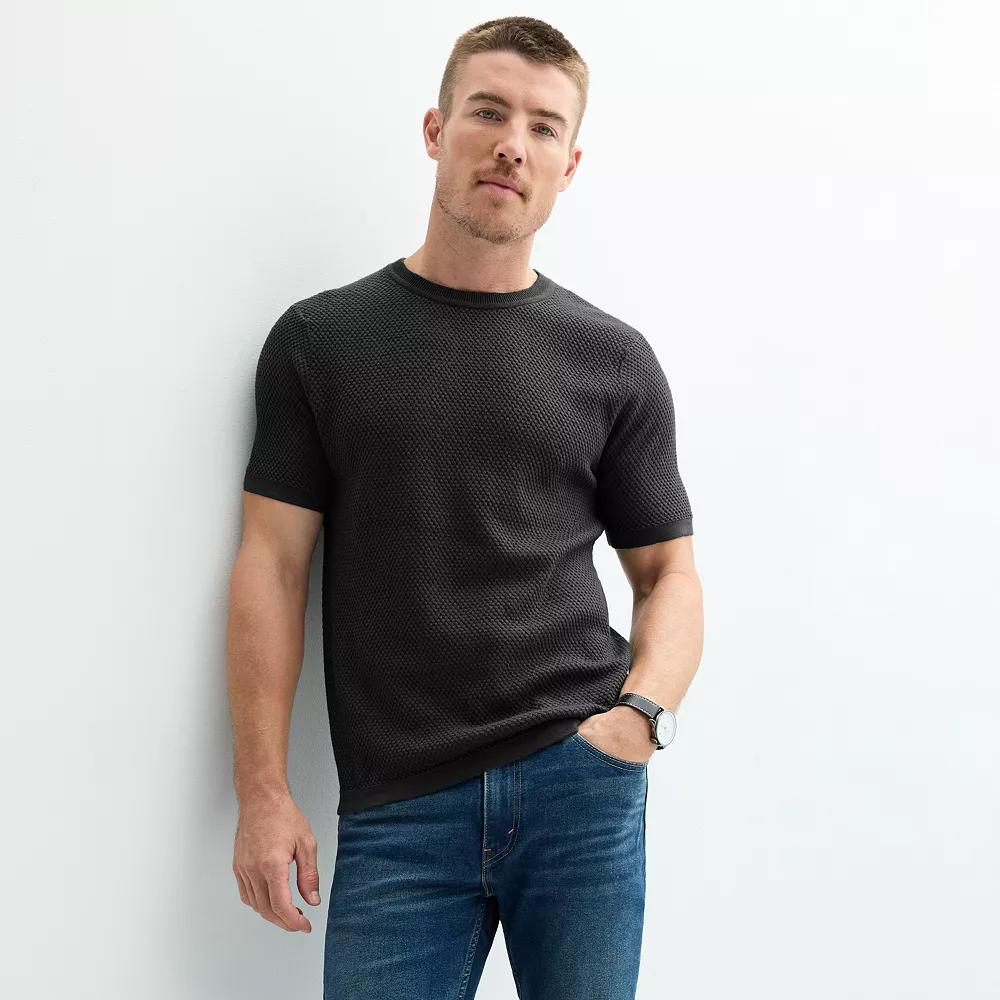 Men's Apt. 9® Colby Fitted Waffle Weave T-Shirt, Size: Large, Mineral Black Product Image