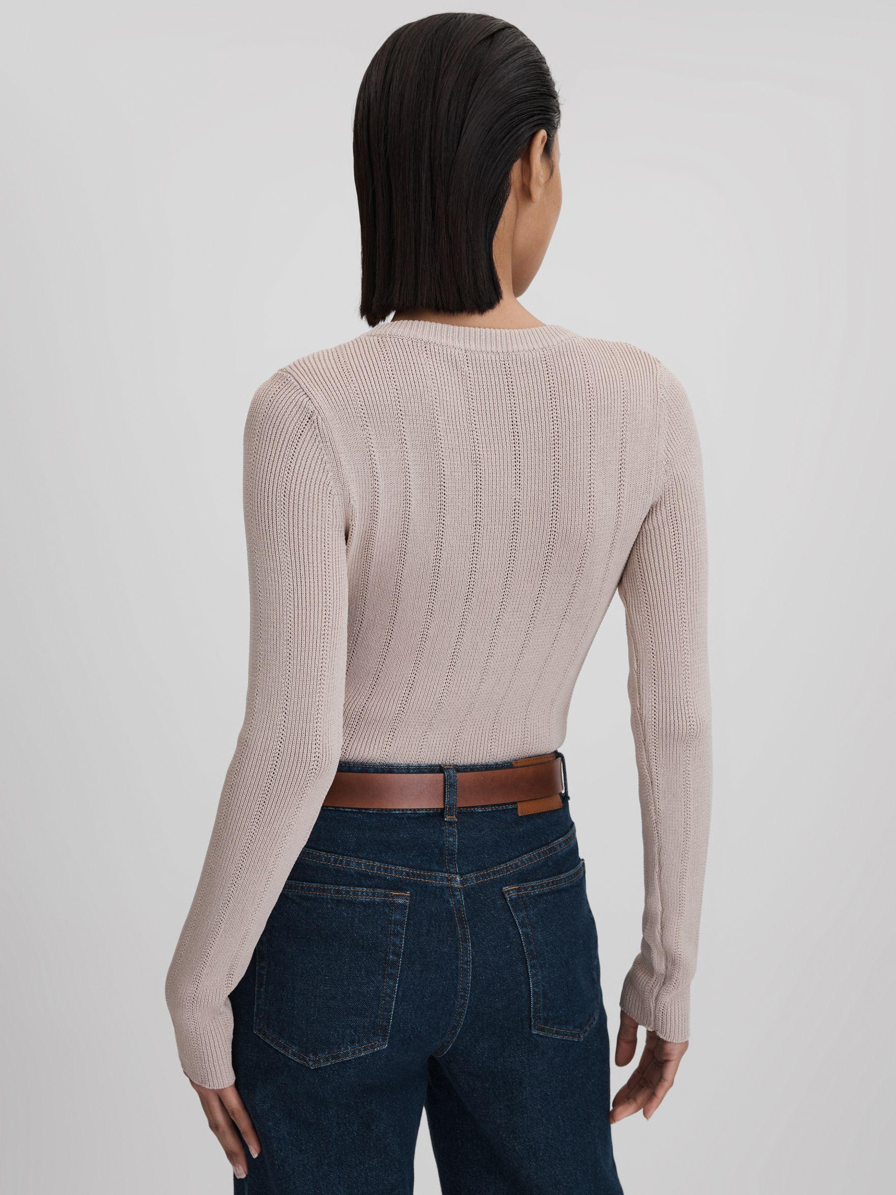 Knitted Scoop Neck Top in Neutral Product Image
