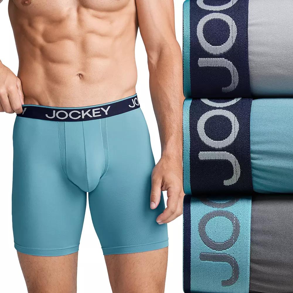 Men's Jockey 3-Pack Chafe-Proof Pouch Microfiber 8.5" Long Leg Boxer Briefs,  Product Image